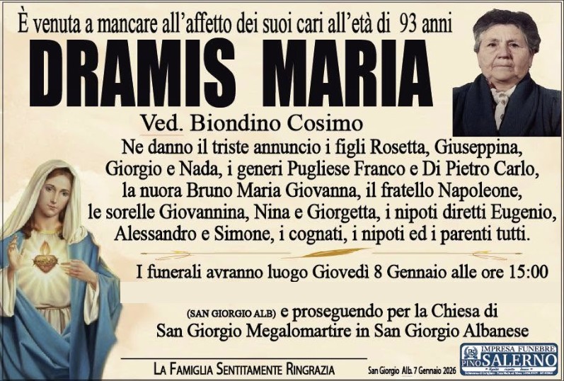 Necrologio di Maria Dramis