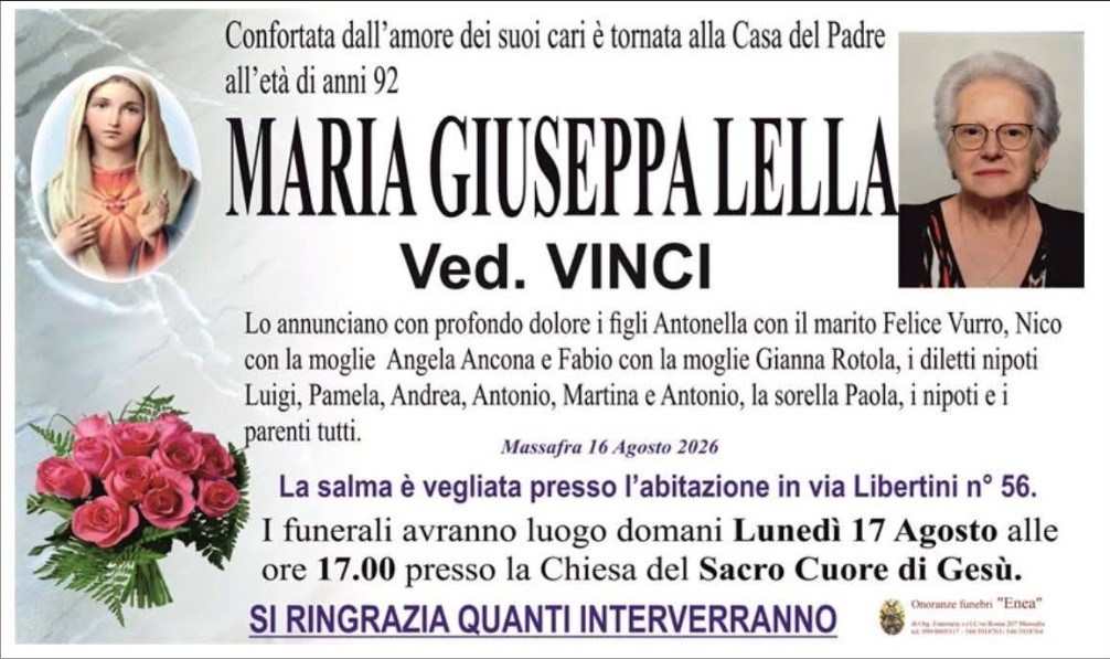 Necrologio di Maria Giuseppa Lella