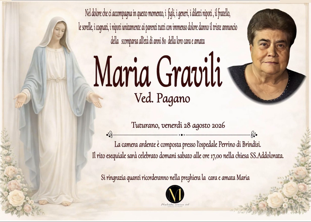 Necrologio di Maria Gravili
