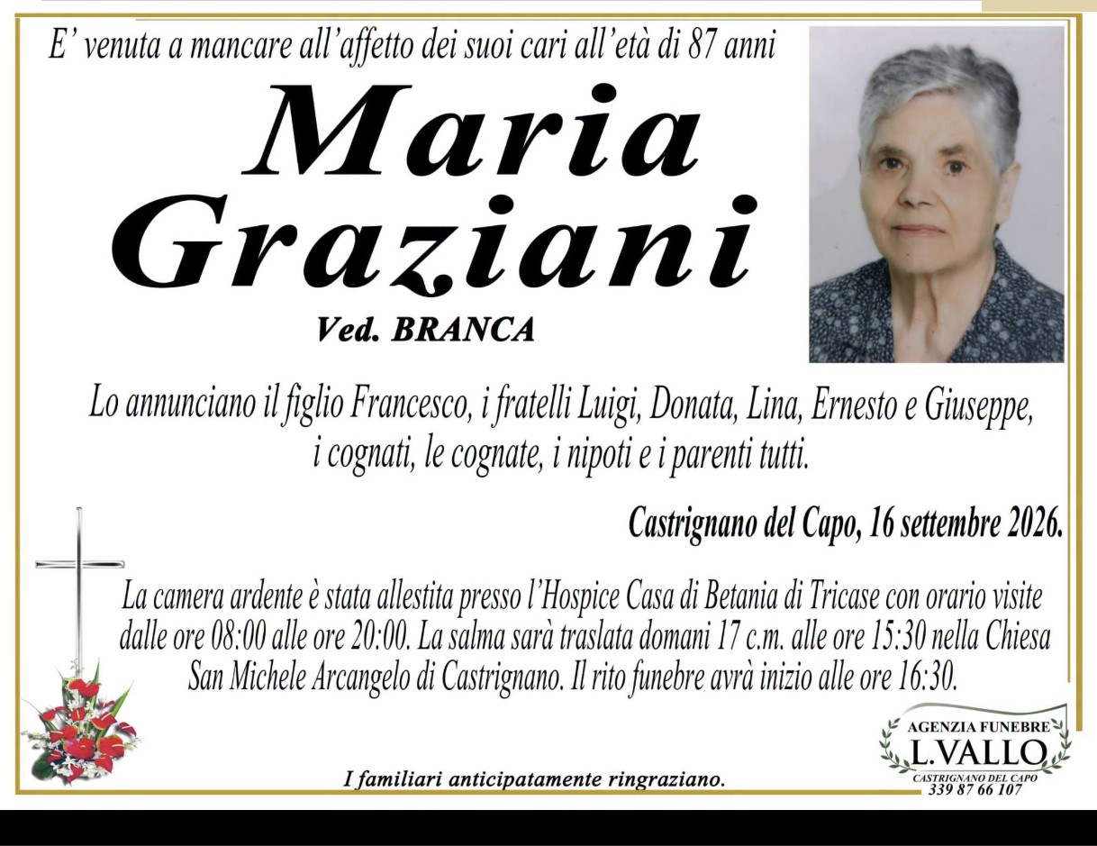 Necrologio di Maria Graziani