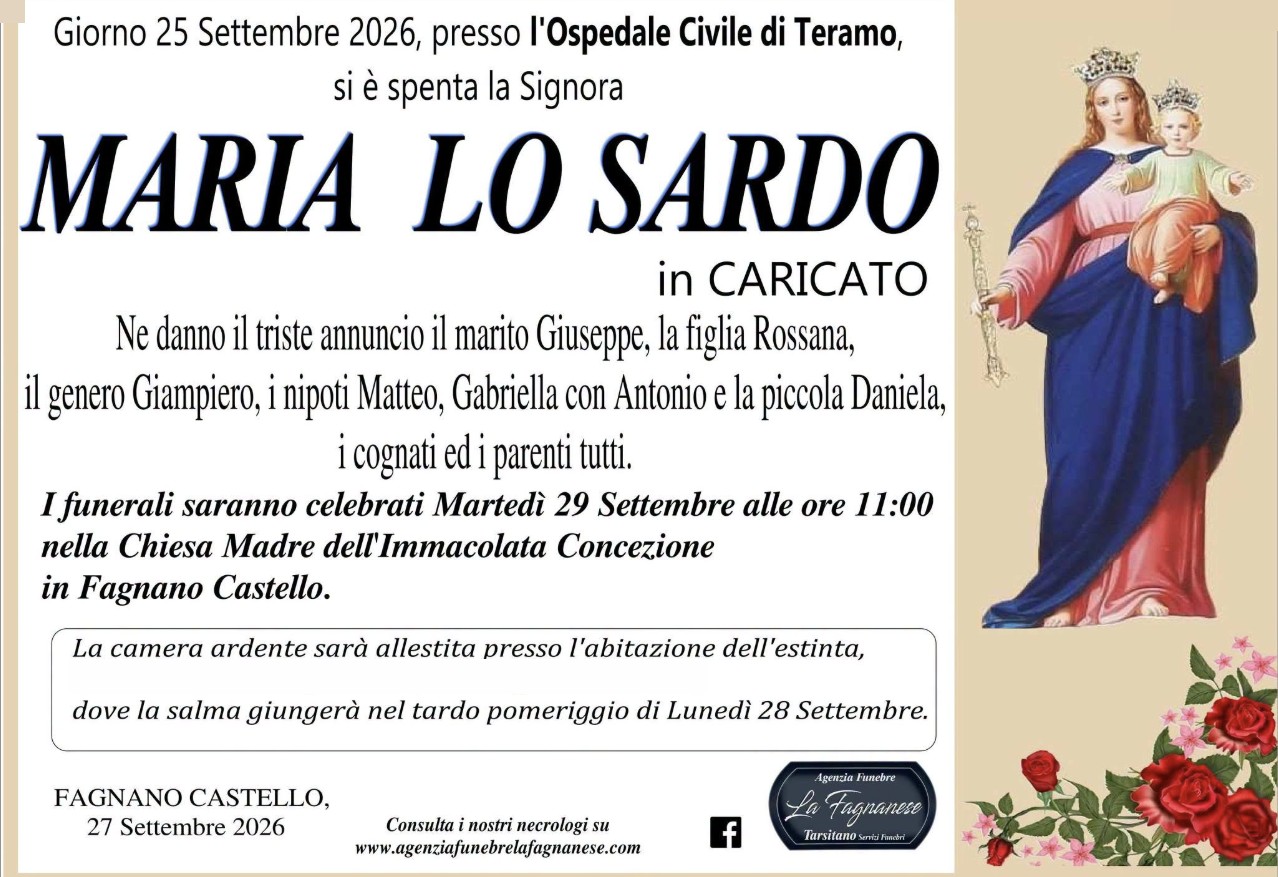 Necrologio di Maria Lo Sardo