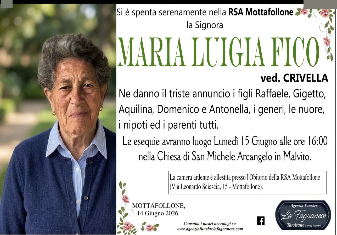 Necrologio di Maria Luigia Fico