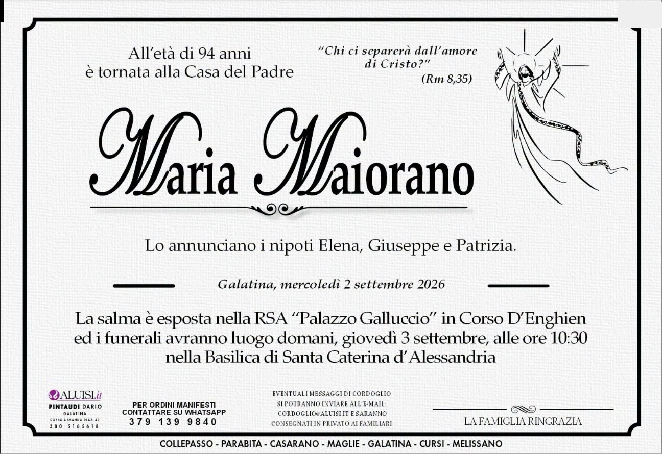 Necrologio di Maria Maiorano