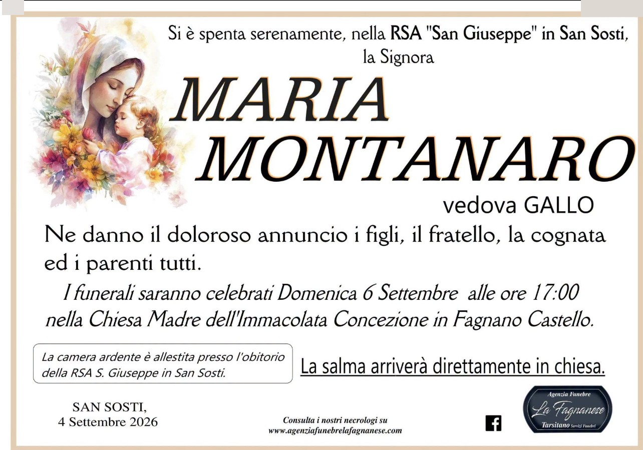 Necrologio di Maria Montanaro