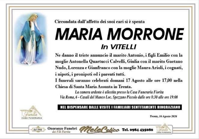 Necrologio di Maria Morrone