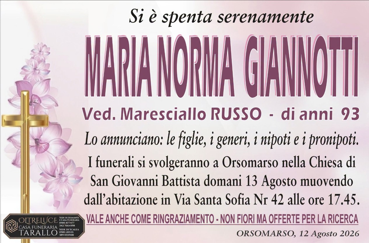 Necrologio di Maria Norma Giannotti