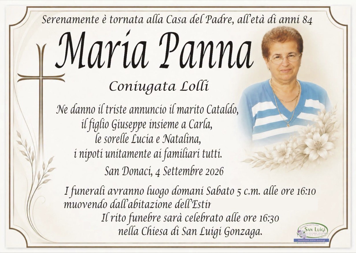 Necrologio di Maria Panna