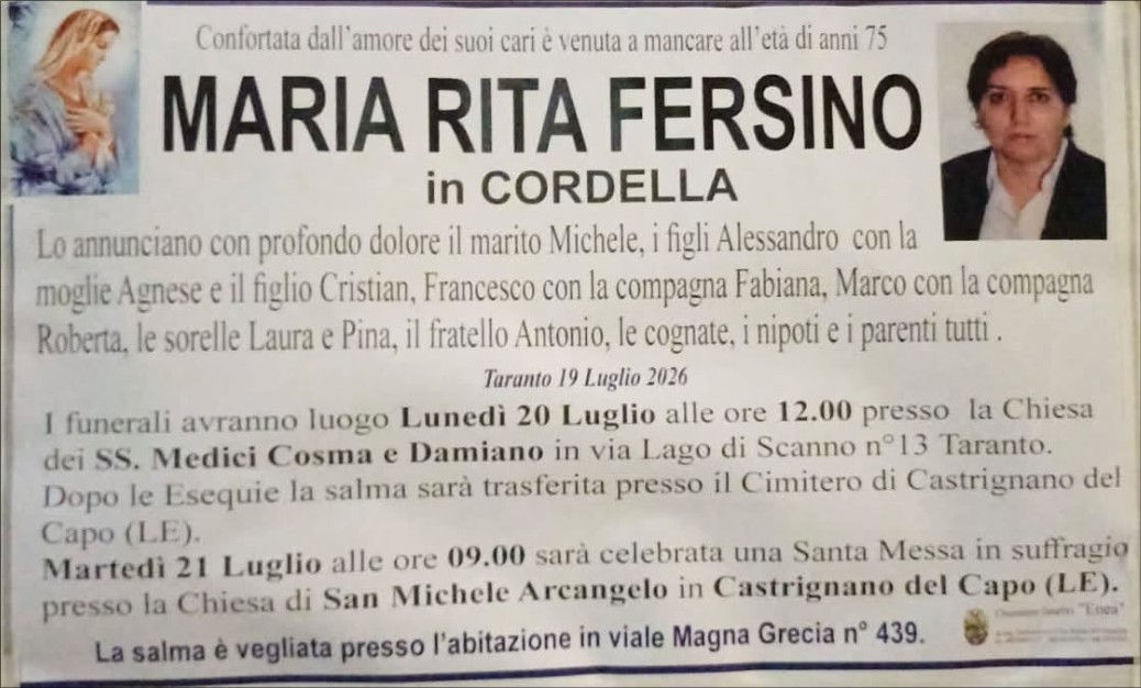 Necrologio di Maria Rita Fersino