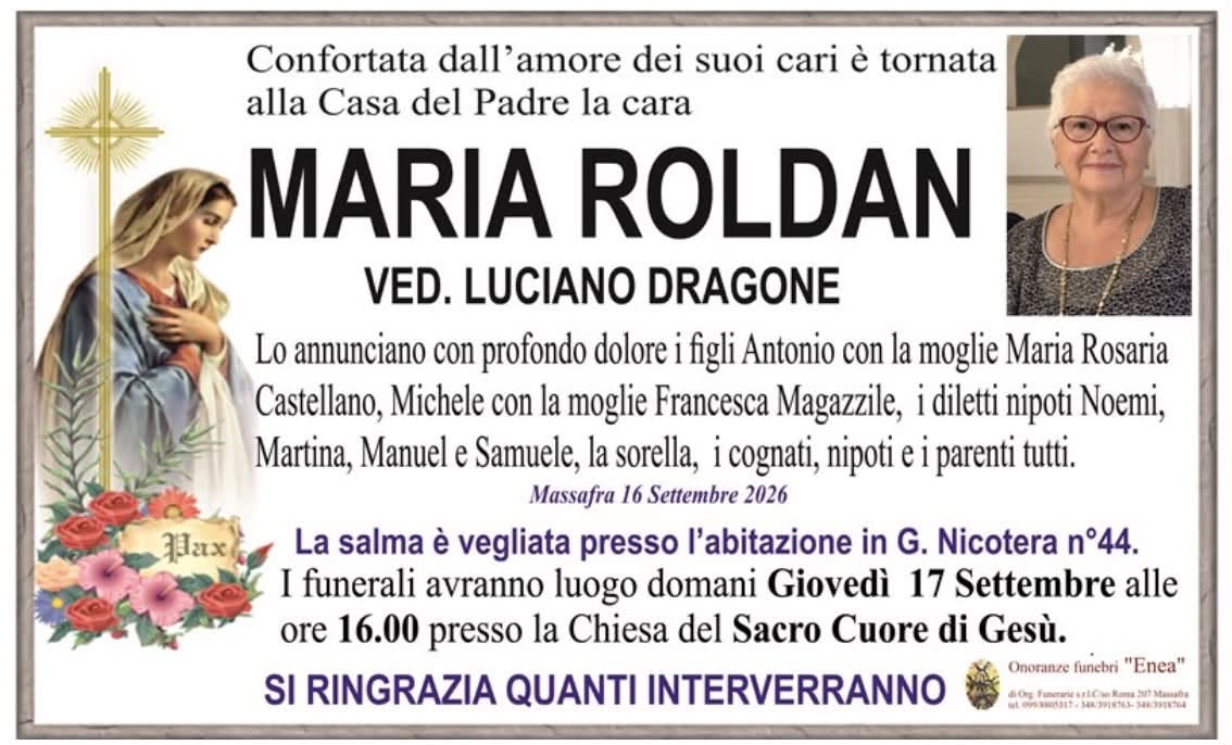Necrologio di Maria Roldan