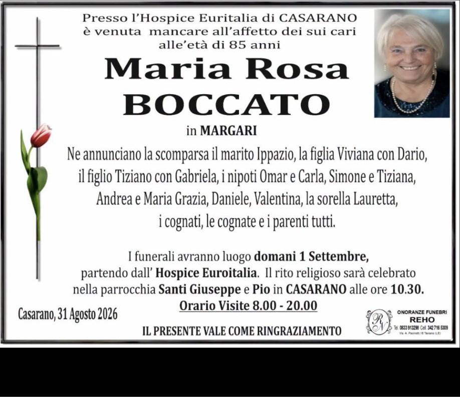 Necrologio di Maria Rosa Boccato