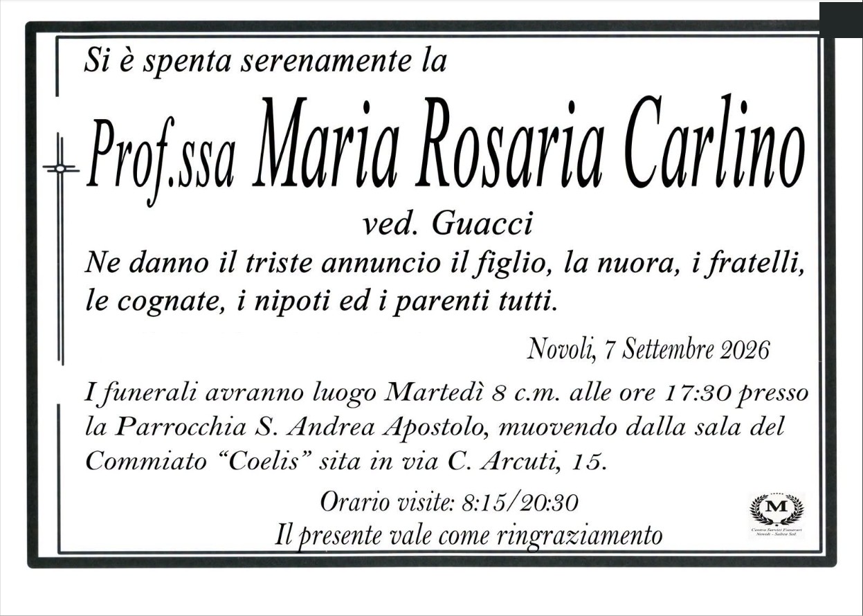 Necrologio di Maria Rosaria Carlino