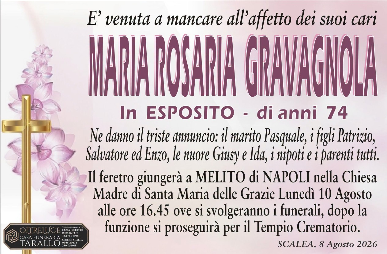 Necrologio di Maria Rosaria Gravagnola