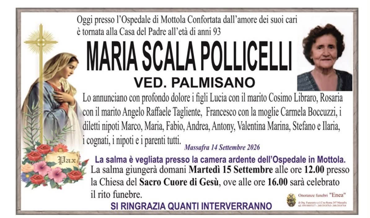 Necrologio di Maria Scala Pollicelli