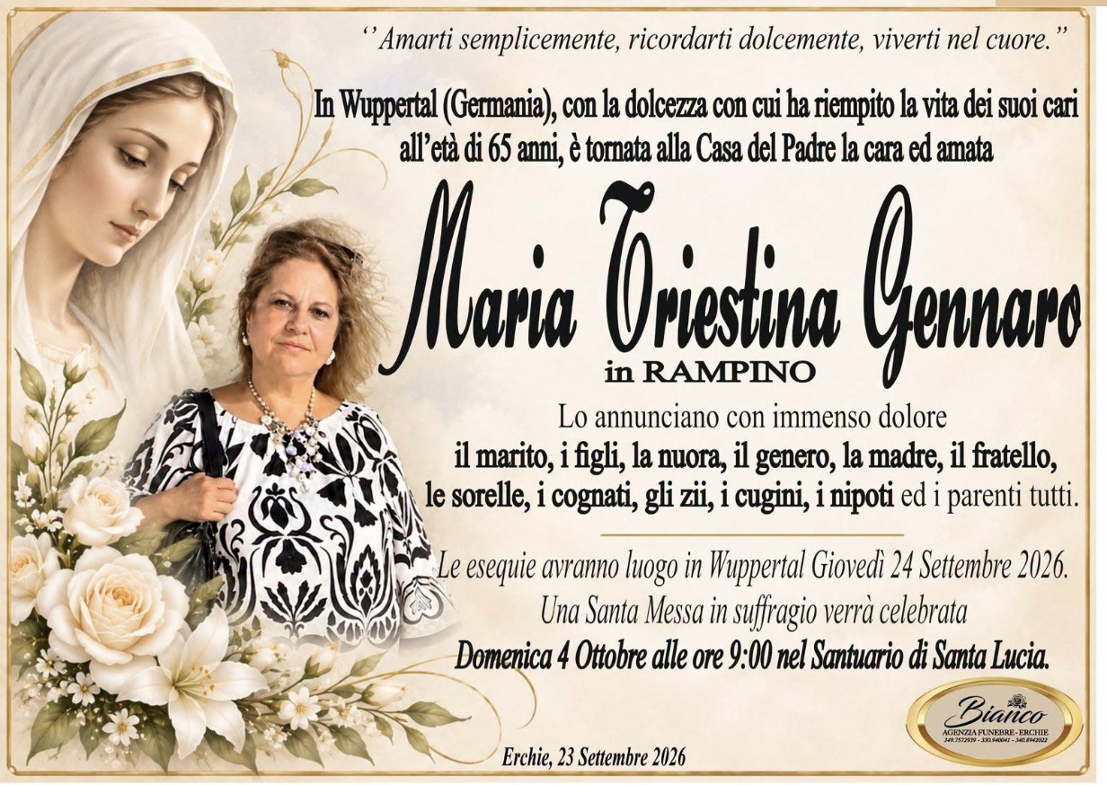 Necrologio di Maria Triestina Gennaro