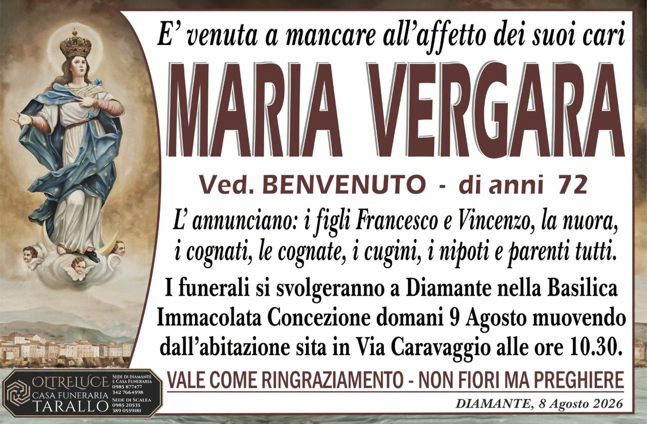 Necrologio di Maria Vergara