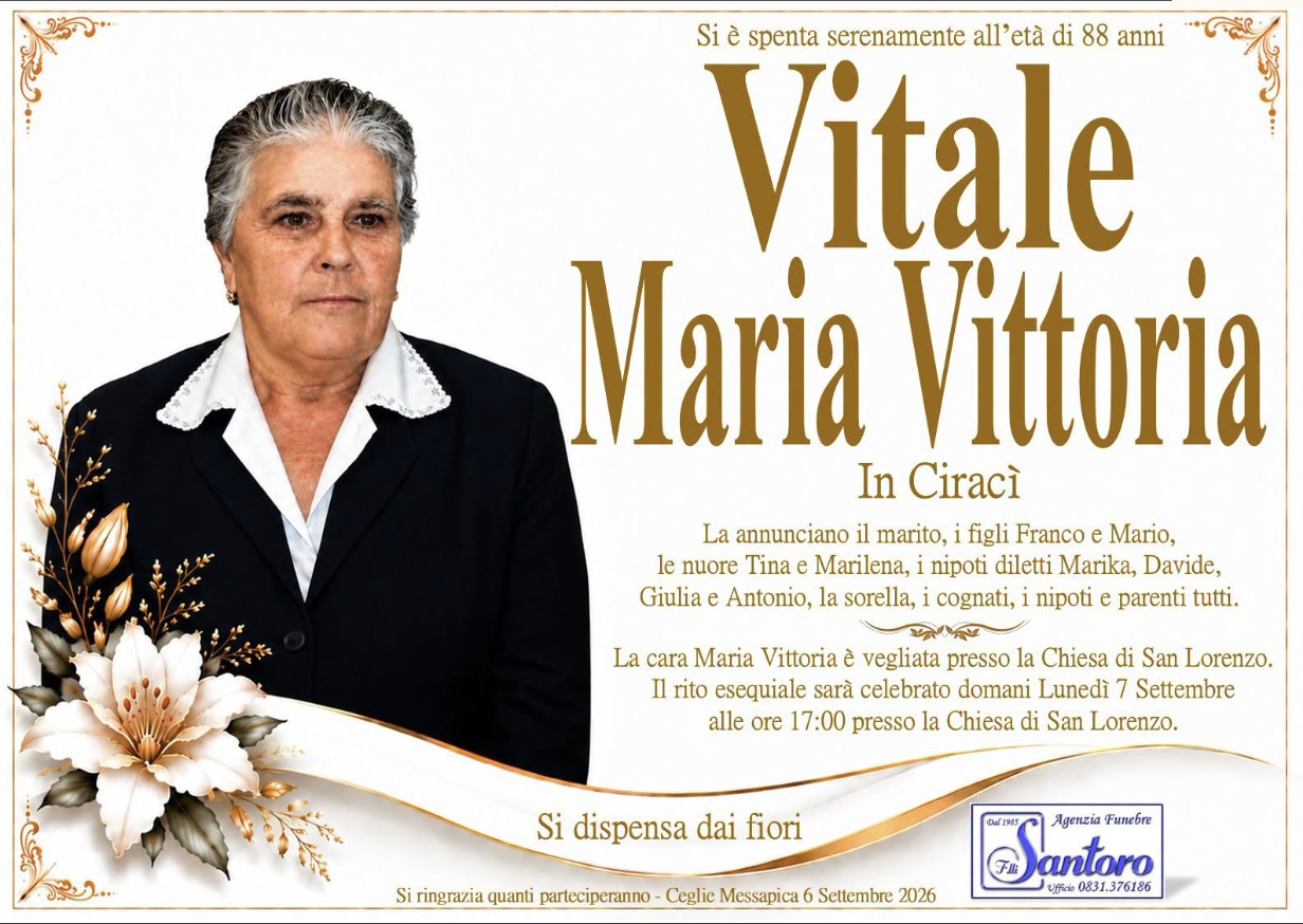 Necrologio di Maria Vittoria Vitale