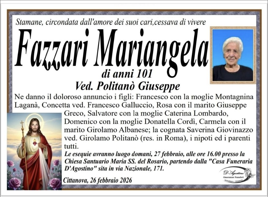 Necrologio di Mariangela Fazzari
