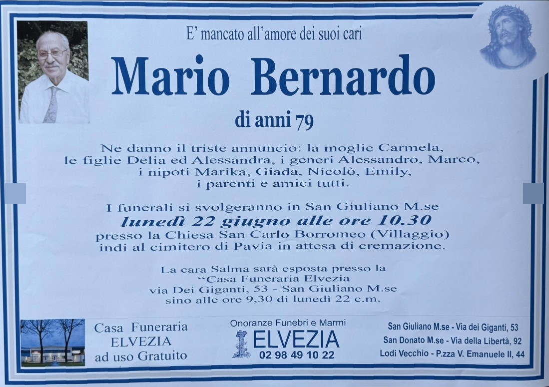 Necrologio di Mario Bernardo