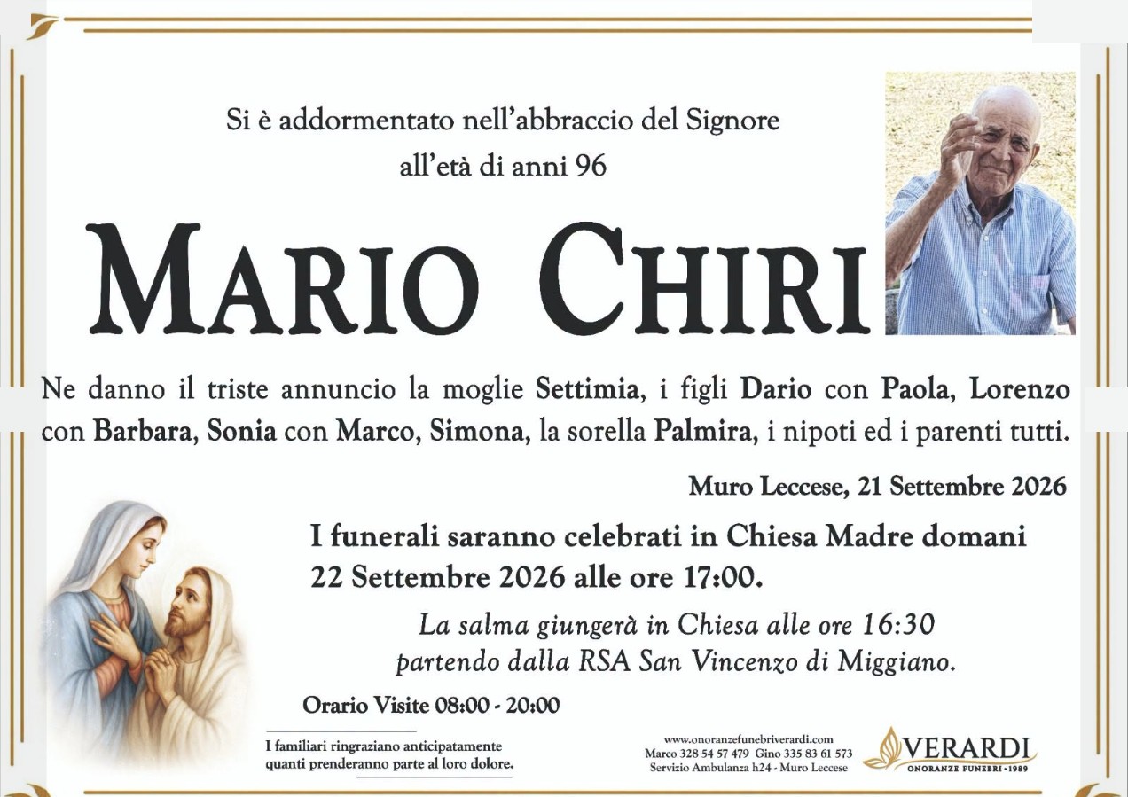 Necrologio di Mario Chiri