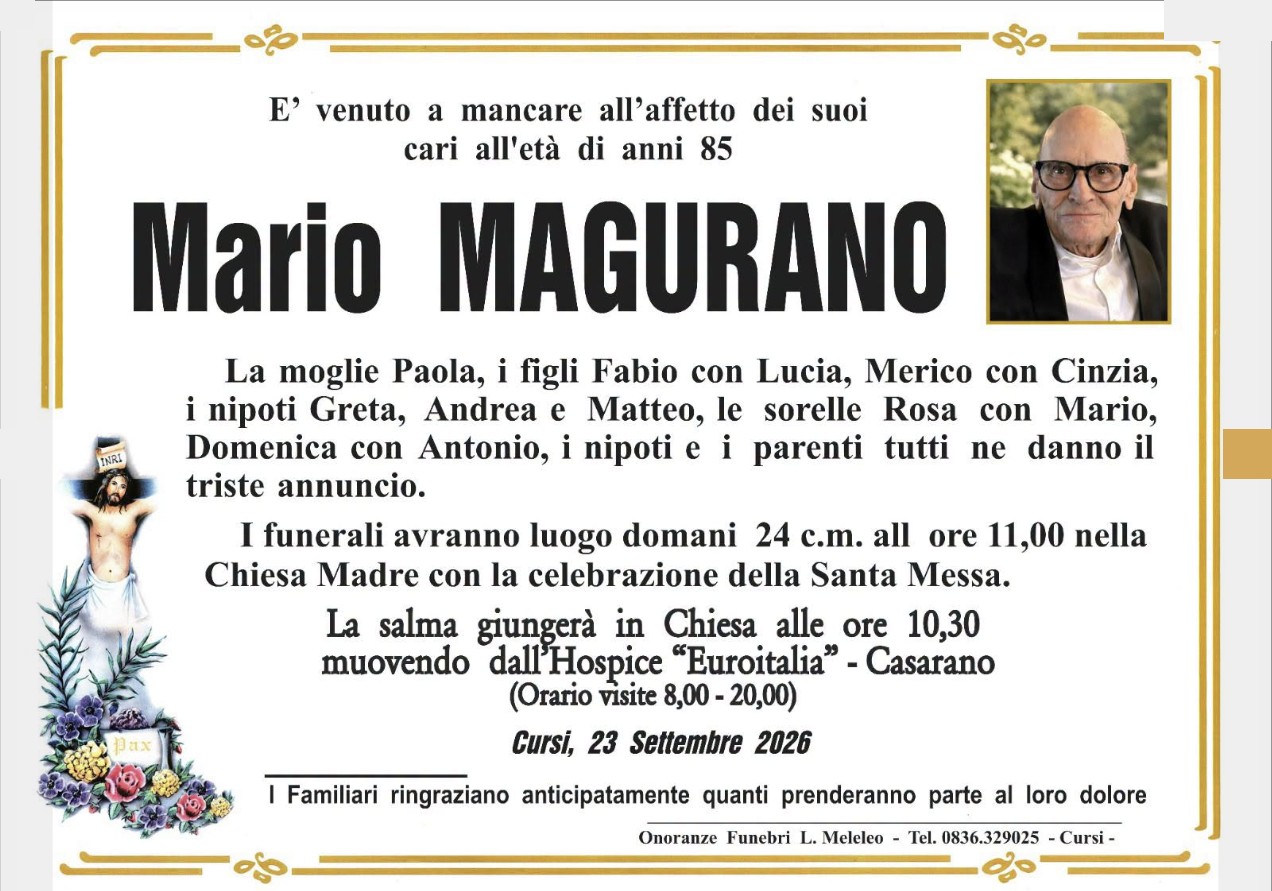 Necrologio di Mario Magurano