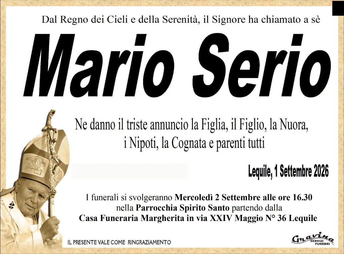 Necrologio di Mario Serio