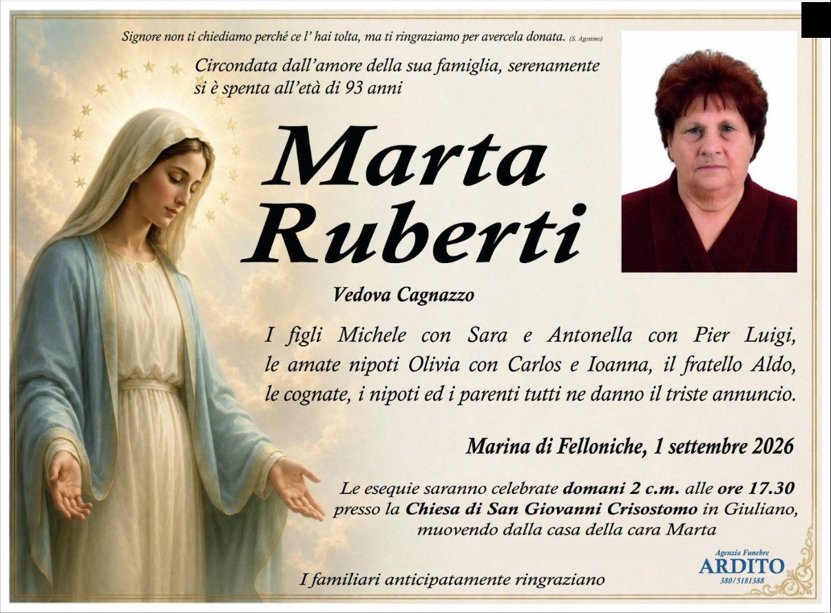 Necrologio di Marta Ruberti