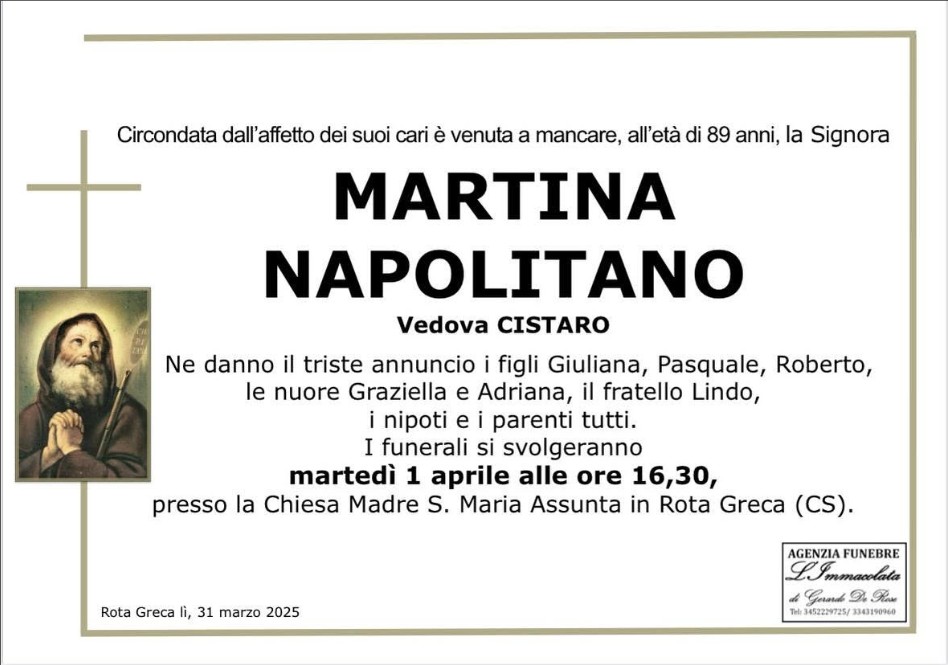 Necrologio di Martina Napolitano