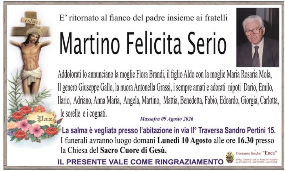 Necrologio di Martino Felicita Serio