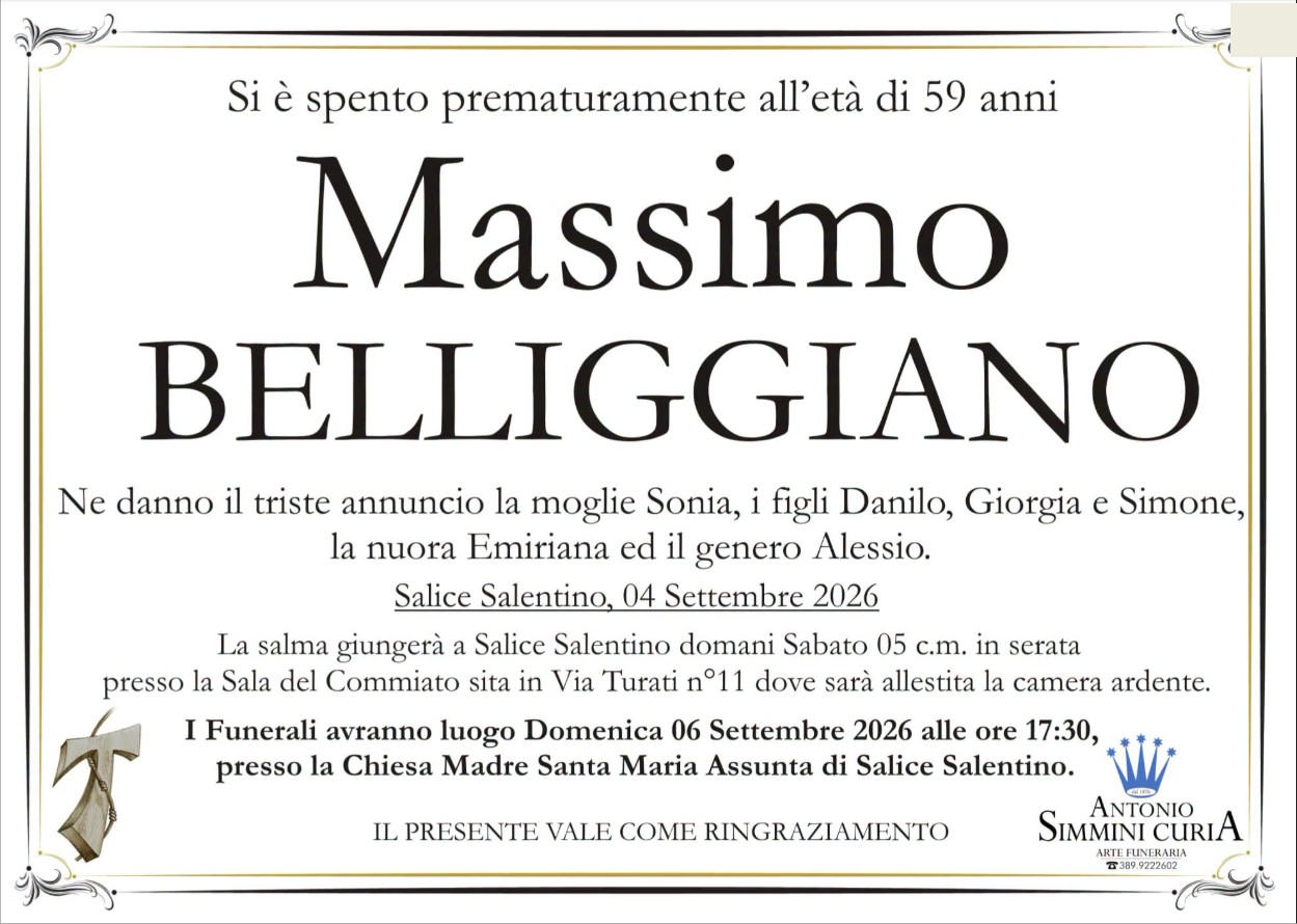 Necrologio di Massimo Belliggiano
