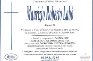 Necrologio di Maurizio Roberto Labò