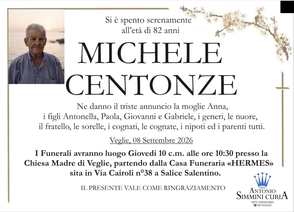 Necrologio di Michele Centonze