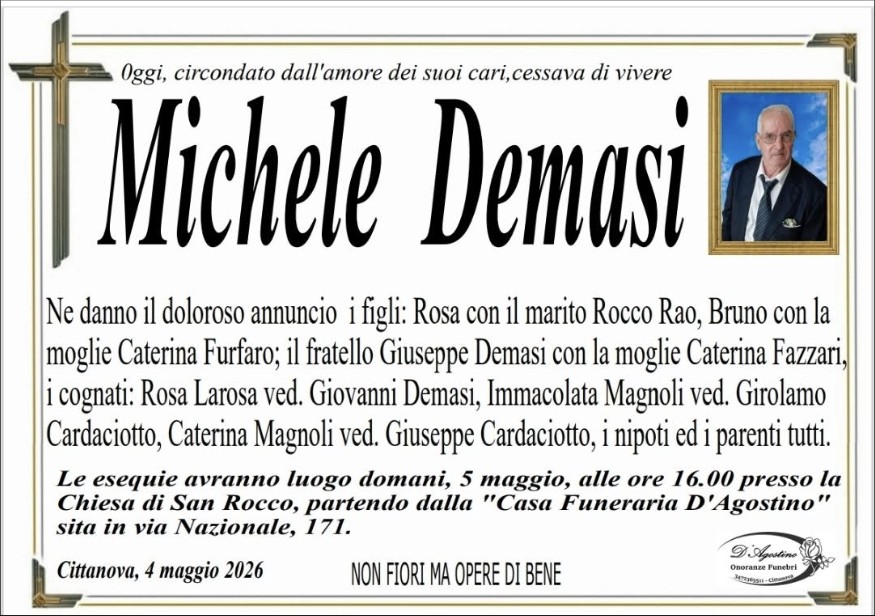 Necrologio di Michele Demasi