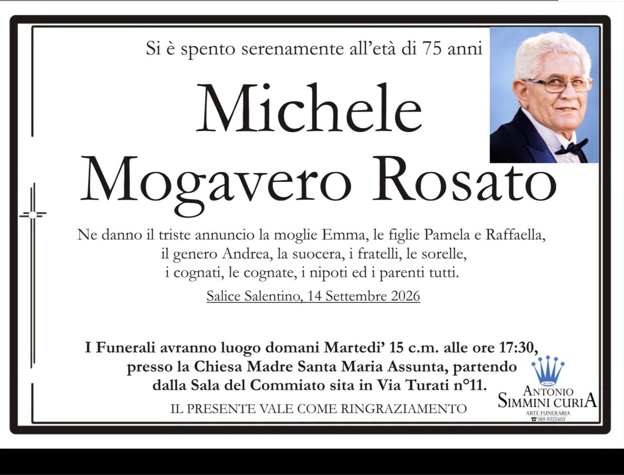 Necrologio di Michele Mogavero Rosato