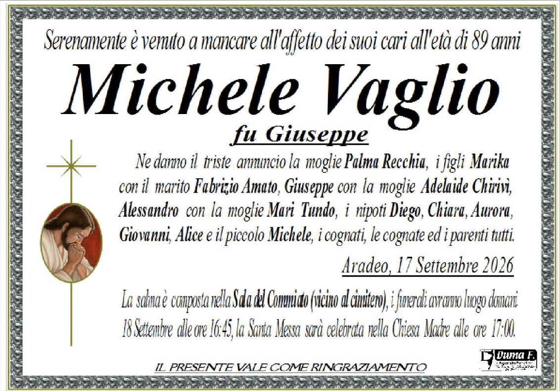 Necrologio di Michele Vaglio