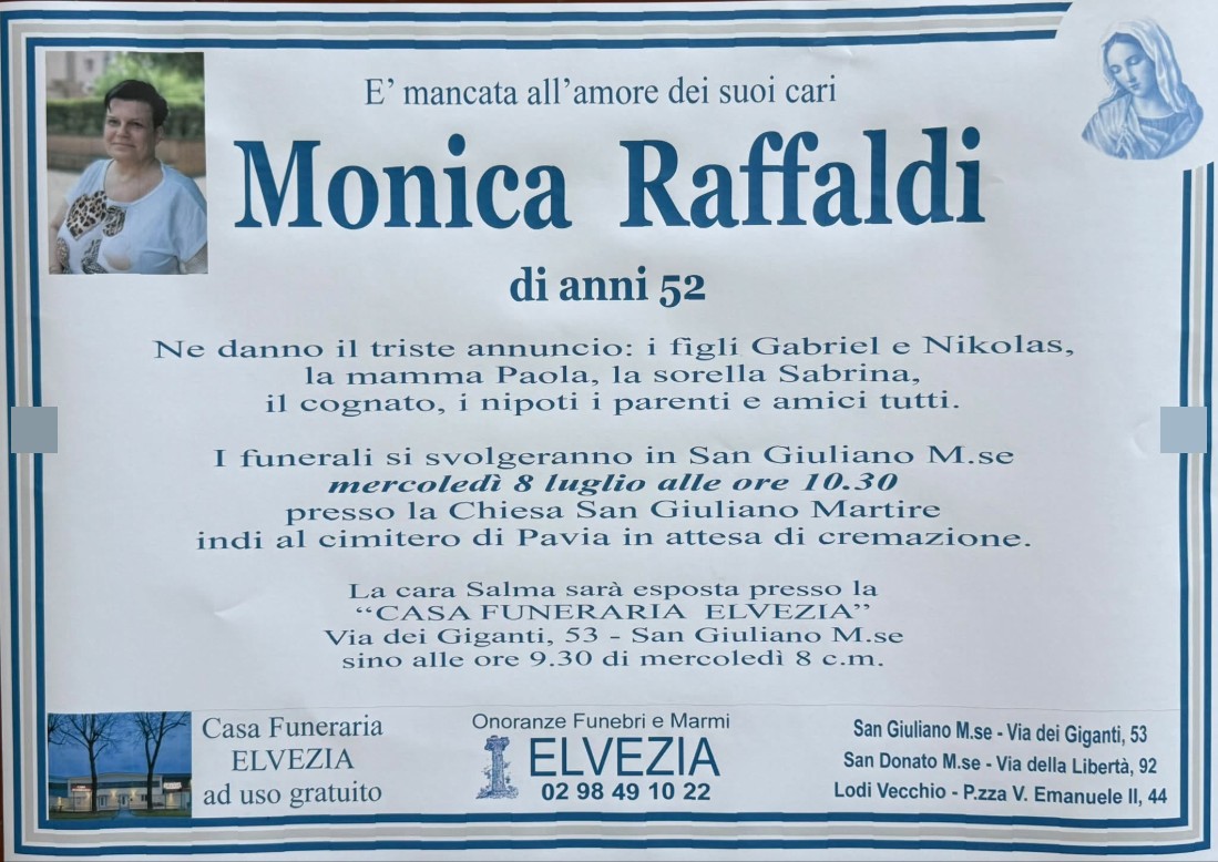 Necrologio di Monica Raffaldi