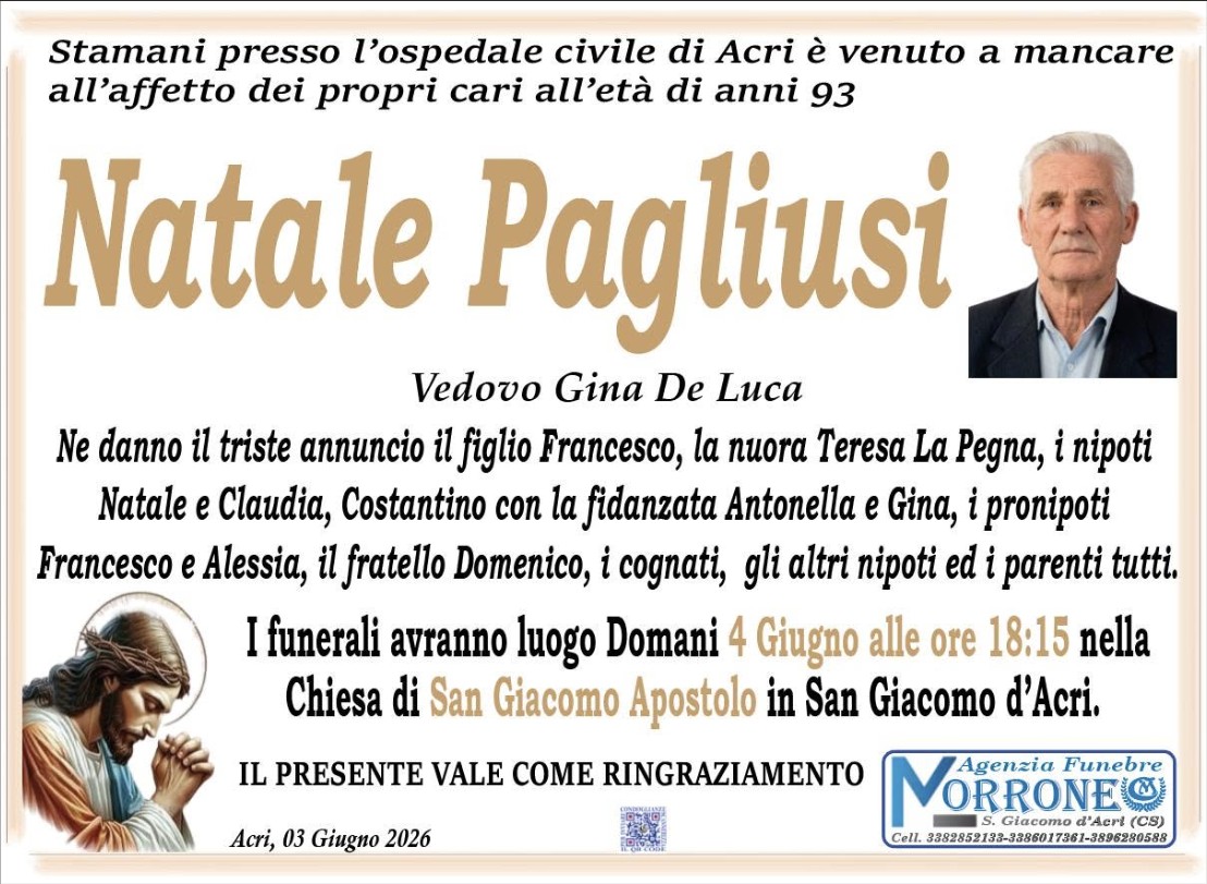Necrologio di Natale Pagliusi