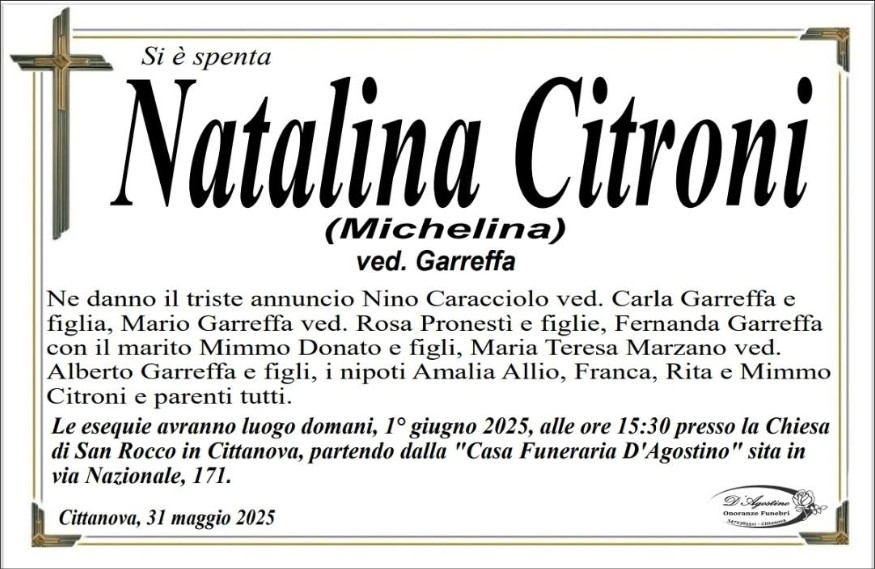 Necrologio di Natalina Citroni