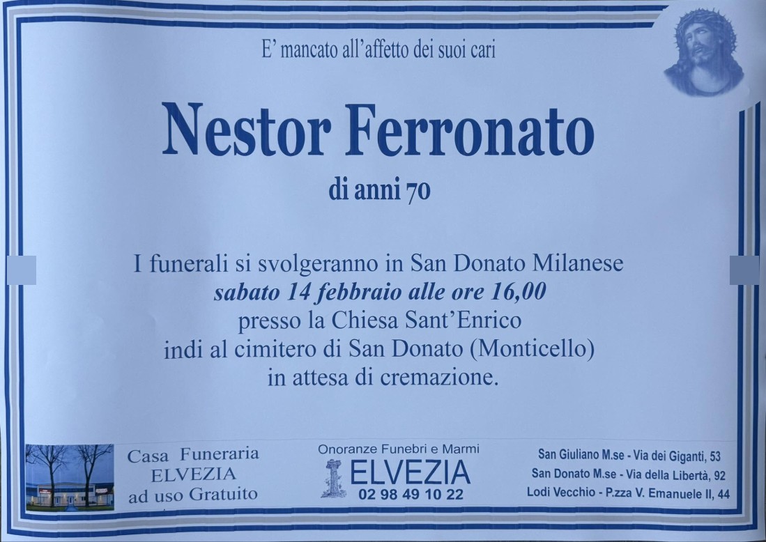 Necrologio di Nestor Ferronato