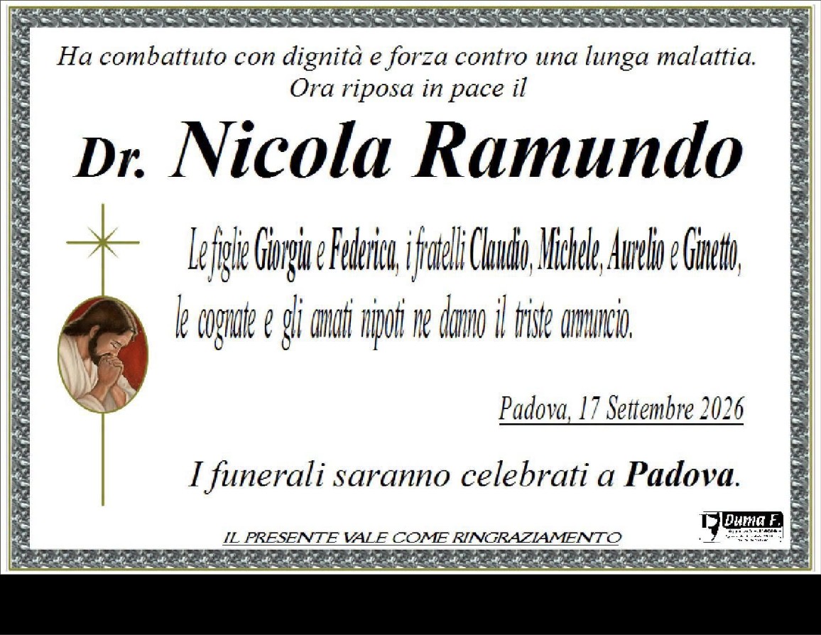 Necrologio di Nicola Ramundo