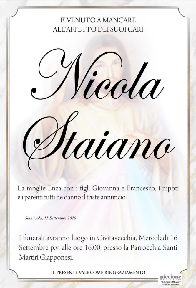 Necrologio di Nicola Staiano