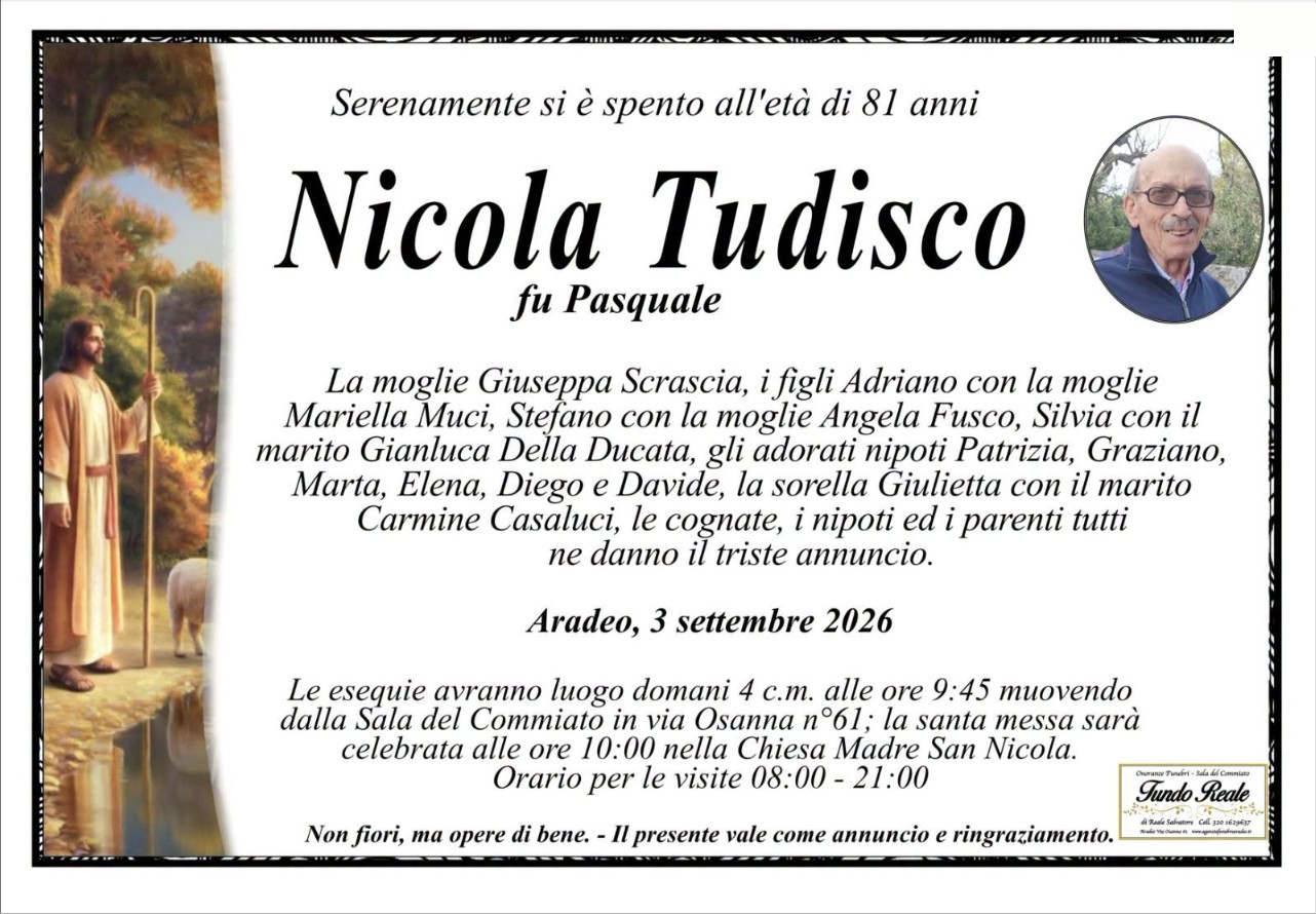 Necrologio di Nicola Tudisco