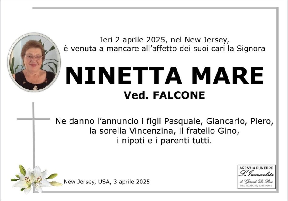 Necrologio di Ninetta Mare