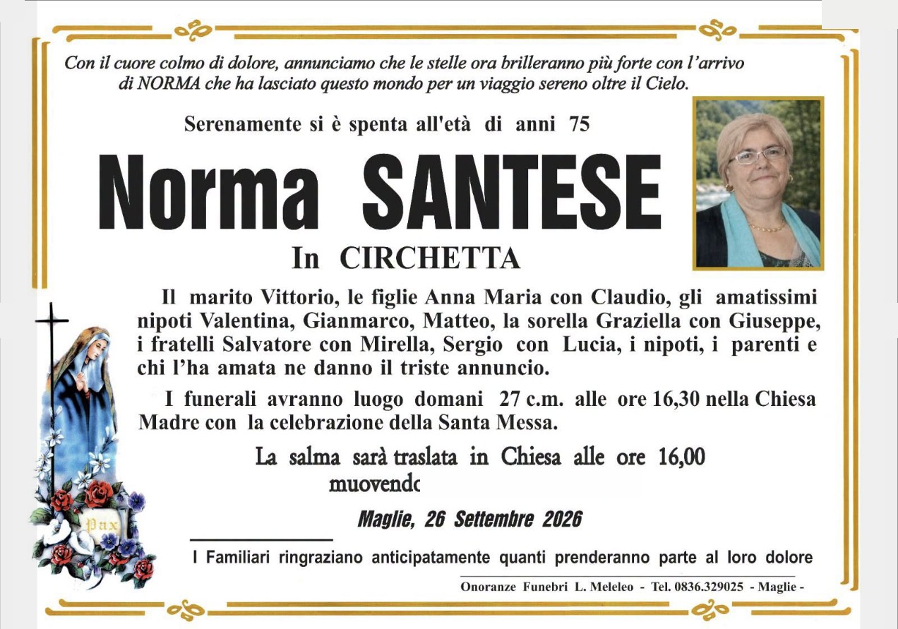 Necrologio di Norma Santese