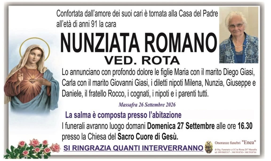 Necrologio di Nunziata Romano