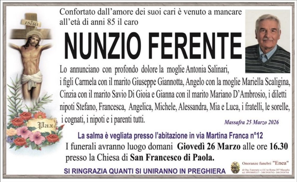 Necrologio di Nunzio Ferente