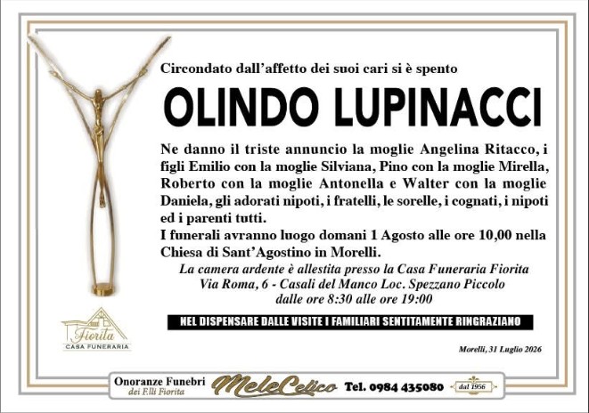 Necrologio di Olindo Lupinacci