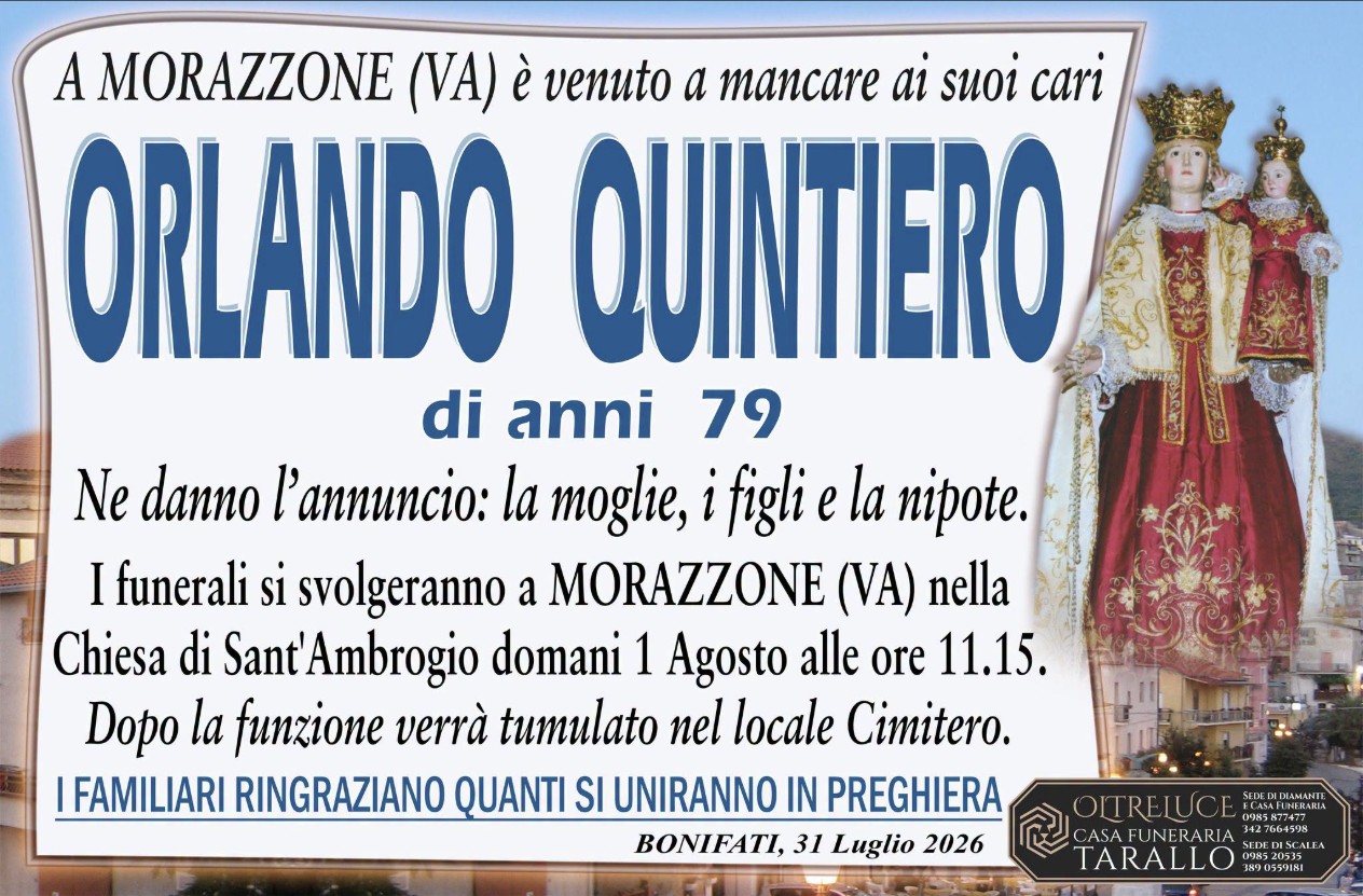 Necrologio di Orlando Quintiero