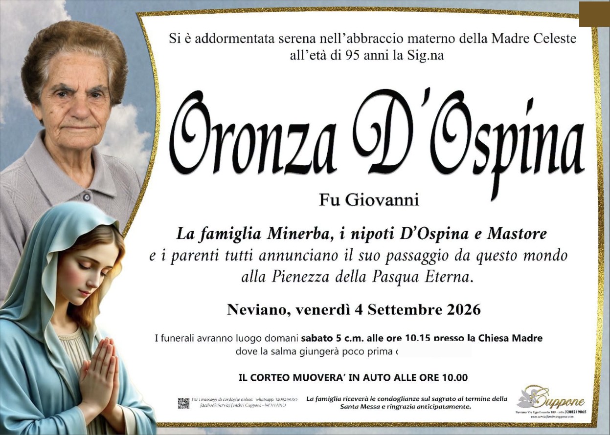 Necrologio di Oronza D'Ospina