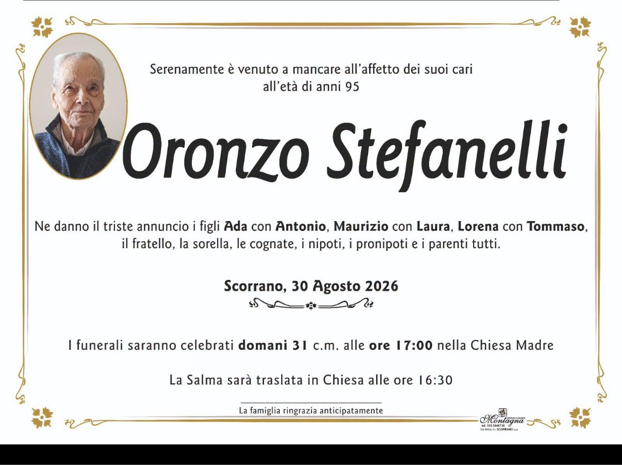 Necrologio di Oronzo Stefanelli