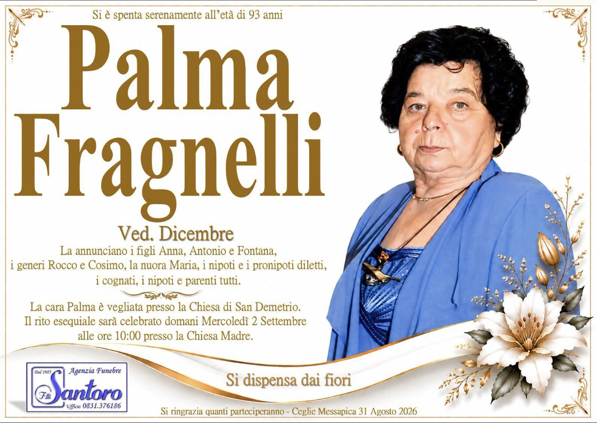 Necrologio di Palma Fragnelli